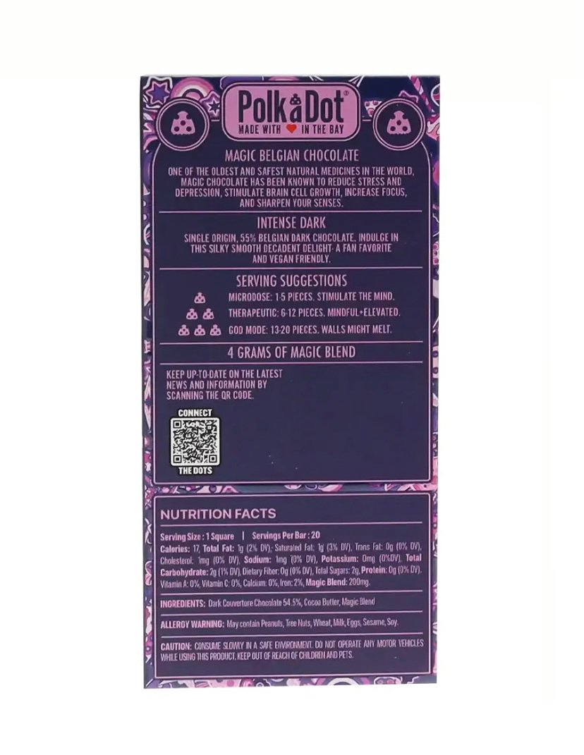 Intense Dark PolkaDot Magic Mushroom Belgian White Chocolate 200mg Magic Per Piece - Image 2