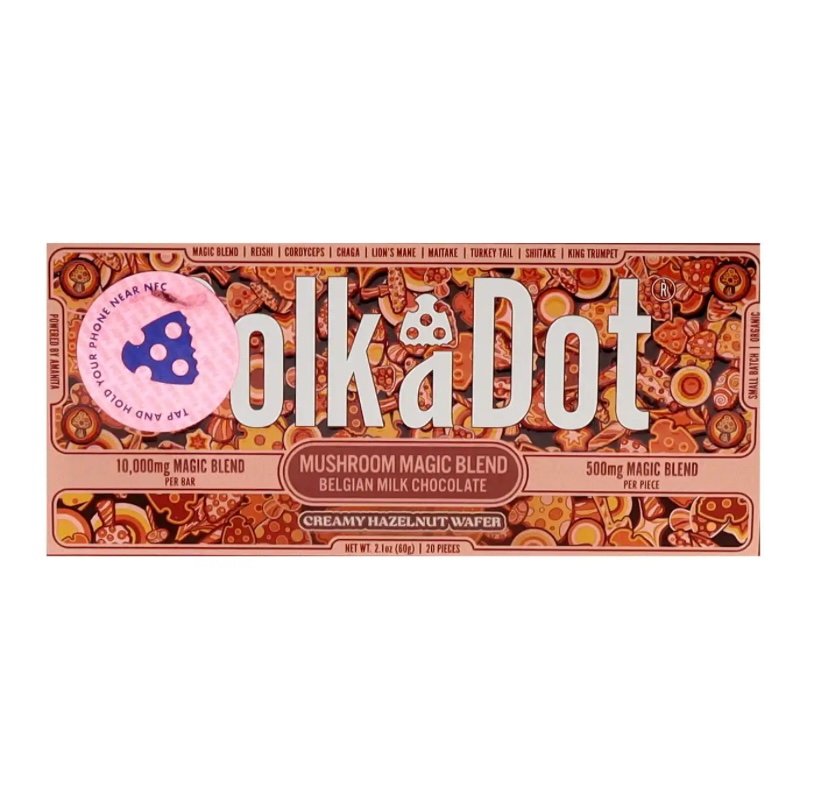 Creamy Hazelnut Wafer PolkaDot Magic Mushroom Belgian Milk Chocolate 500mg